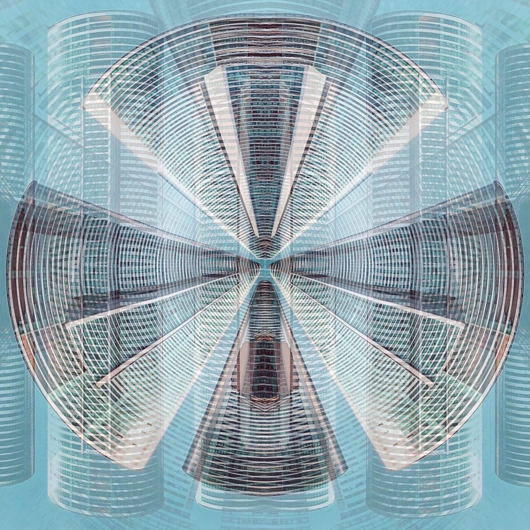 Abstract mirrored cityscape pattern