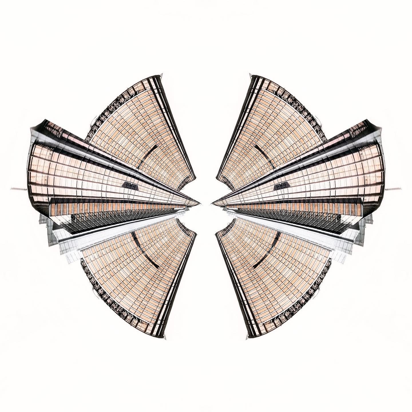symmetrical architectural reflection pattern